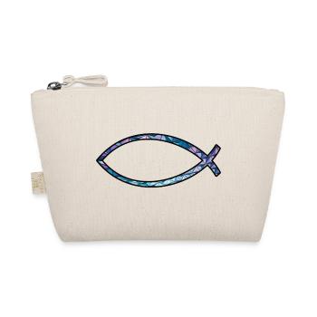 Ichtus Fisch (Diamant, blau) - Bio-Täschchen - Natur - Vorne