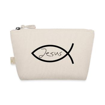 Jesus fish black Ichthys fish fish - Organic Pouch - nature - Front