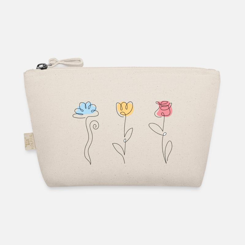 Drei Blumen in verschiedenen Farben - Bio-Täschchen - Natur