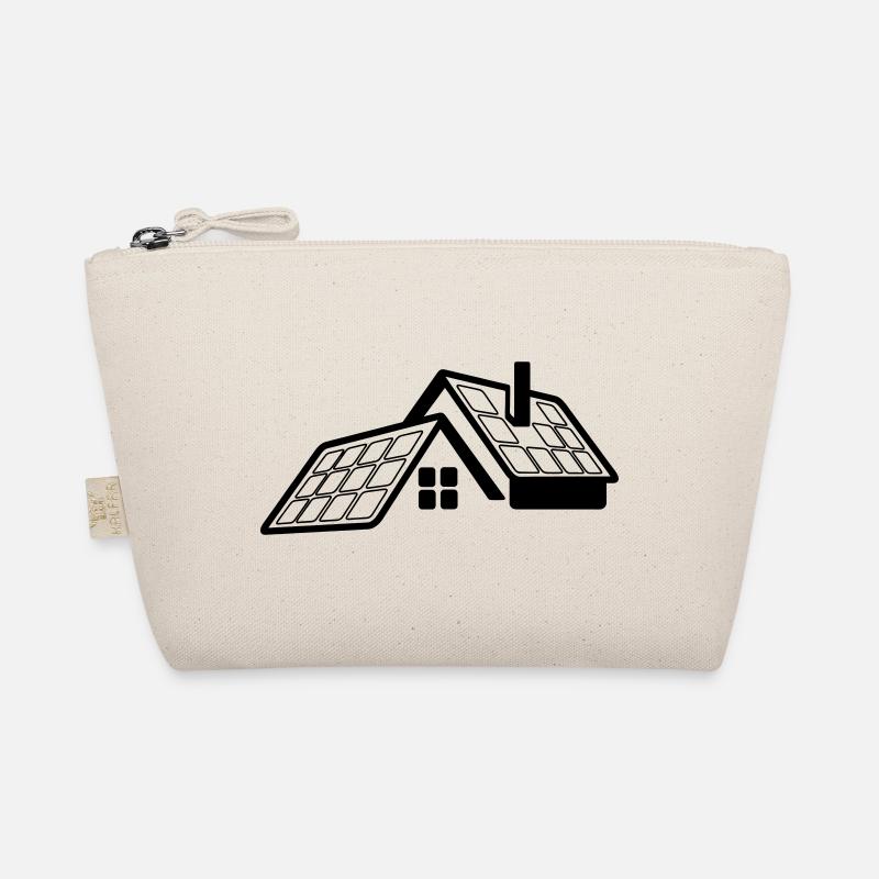 House with solar panels transparent logo Organic Pouch