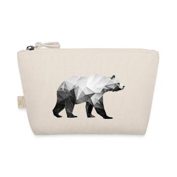 Polygon Bear in Black and White - Geometric Art - Organic Pouch - nature - Front