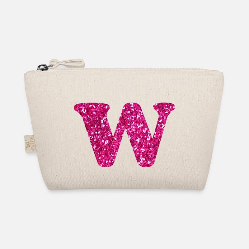Glitter pink letter w Organic Pouch