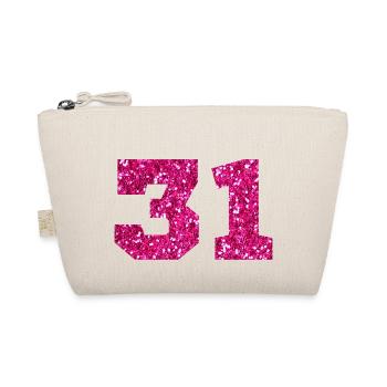 Numéro 31 paillettes rose - 31e anniversaire - Trousse biologique - nature - Devant