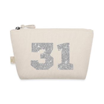 Numéro 31 paillettes argenté - 31e anniversaire - Trousse biologique - nature - Devant