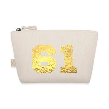 Number 61 Gold Glitter - 61st Anniversary - Organic Pouch - nature - Front