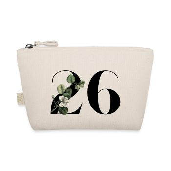 Number 26 Floral Green -26th Floral Birthday - Organic Pouch - nature - Front