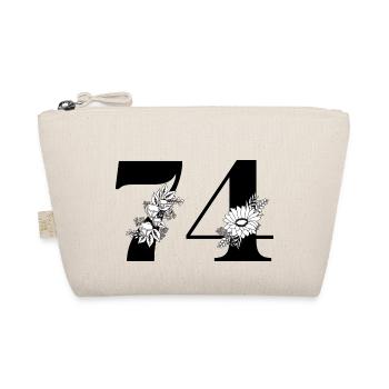 Number 74 Black Floral - 74th Floral Birthday - Organic Pouch - nature - Front
