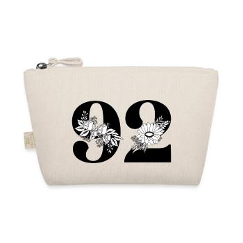 Number 92 Black Floral - 92nd Floral Birthday - Organic Pouch - nature - Front