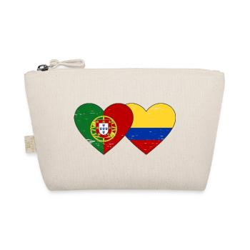 Portugal Colombia Flag Heart Used - Organic Pouch - nature - Front