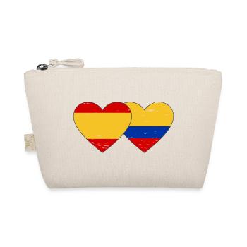Spain Colombia Flag Heart Used - Organic Pouch - nature - Front