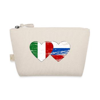Italy Russia Flag Heart Used - Organic Pouch - nature - Front
