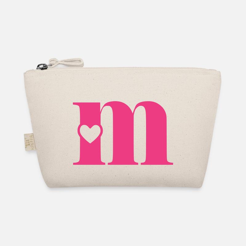 Buchstabe m Anfangsbuchstabe mit Herz Bio-Täschchen