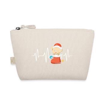 Christmas puppy with heartbeat line - Organic Pouch - nature - Front