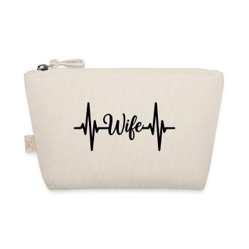 Wife Herzschlag Schriftzug Design - Bio-Täschchen - Natur - Vorne