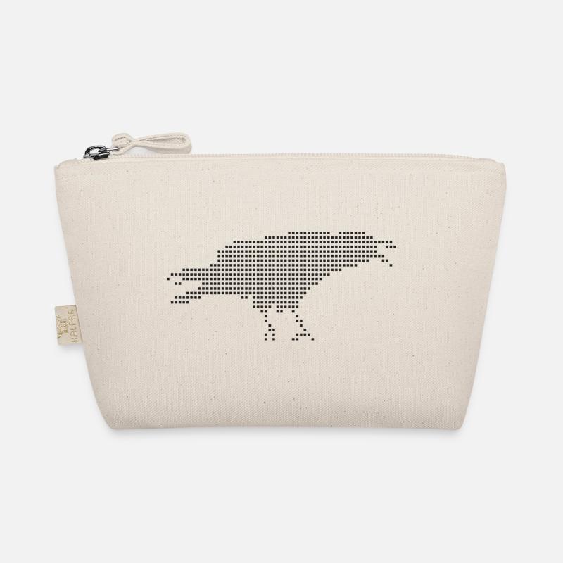 Raven Pixel Dot Silhouette - Bio-Täschchen - Natur