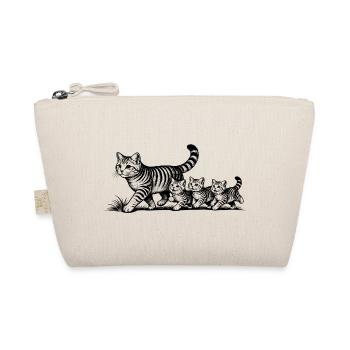 Mère chatte avec 3 chatons noirs - Trousse biologique - nature - Devant
