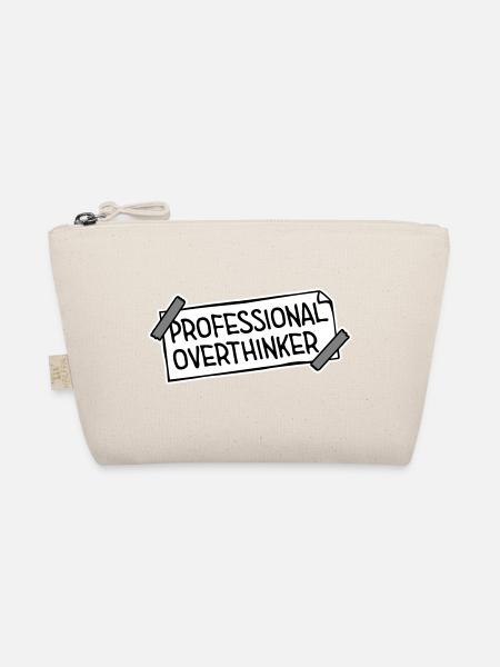 Professional Overthinker Funny Brooding Anxiety Logo - Organic Pouch - nature - Front