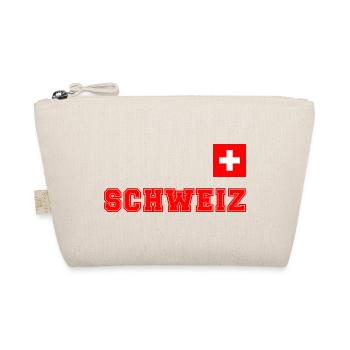 SCHWEIZ Trikot Look - mit Fahne Flagge auf Brust - Bio-Täschchen - Natur - Vorne