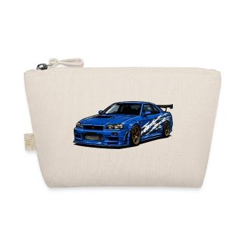 Blauer Sportwagen mit Streifen - Bio-Täschchen - Natur - Vorne
