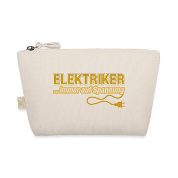 Elektriker ...immer auf Spannung – Spruch | Gelb - Bio-Täschchen - Natur - Vorne