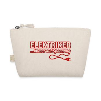 Elektriker ...immer auf Spannung – Spruch | Rot - Bio-Täschchen - Natur - Vorne