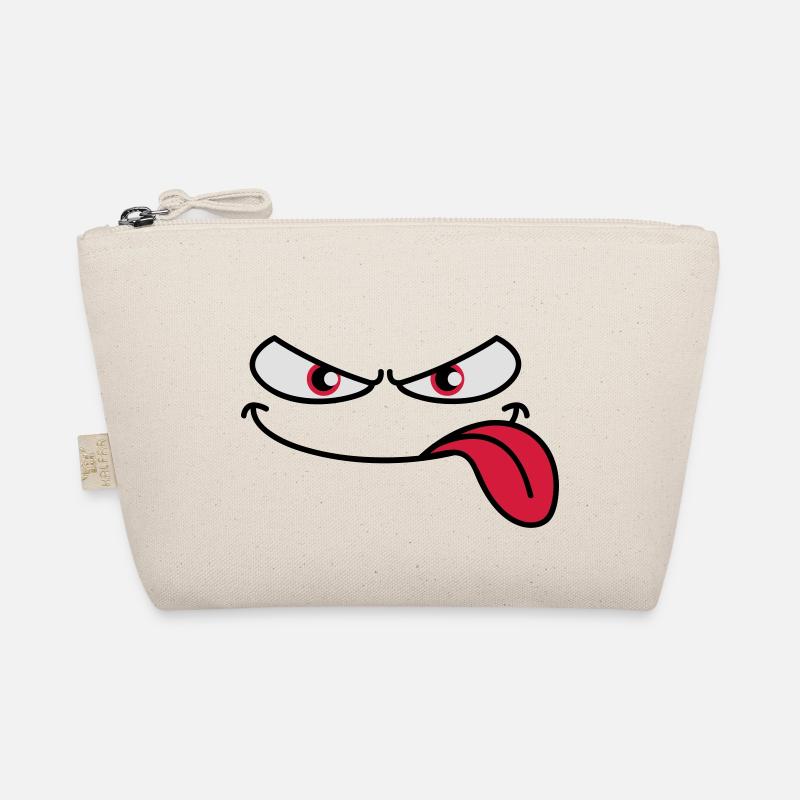 Evil-looking cartoon face tongue sticking out Organic Pouch
