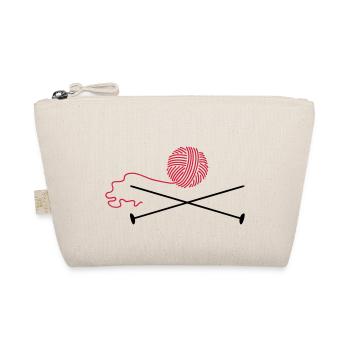 Wollknäuel mit Nadeln / wool 'n knitting needle ( - Organic Pouch - nature - Front