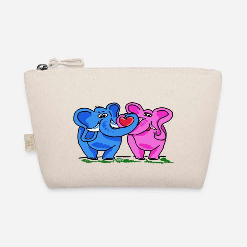 2 Funny cute cute elephants in comic style - Organic Pouch - nature