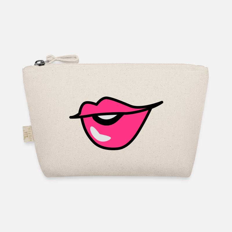 cute kissy pouting lips with a smile Organic Pouch