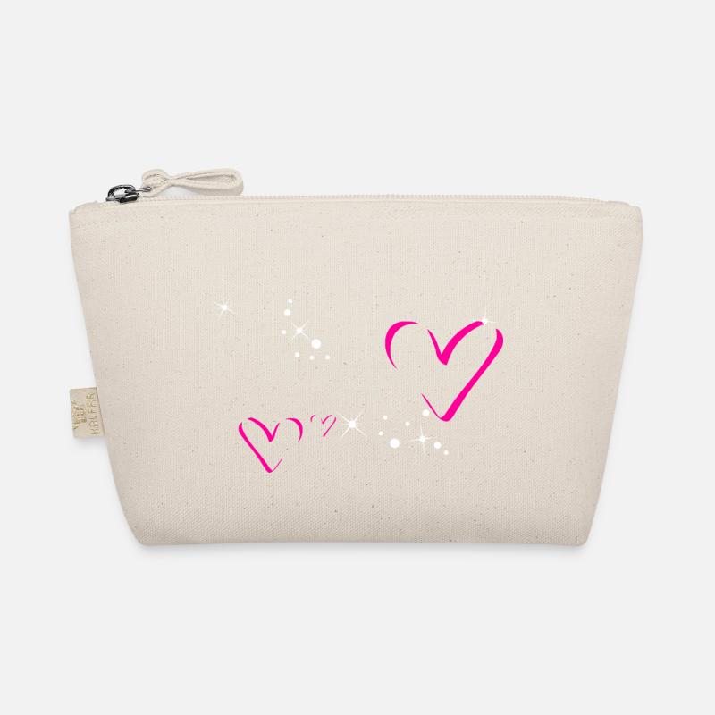 Glitzer Herzen Pink Personalisierbar - Bio-Täschchen - Natur