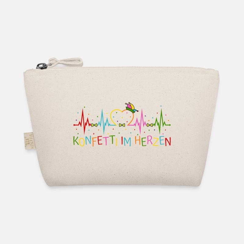 Fasching Herzschlag EKG Konfetti im Herzen Party - Bio-Täschchen - Natur