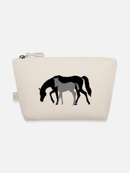 Mare and Foal Horse Design - Organic Pouch - nature - Front