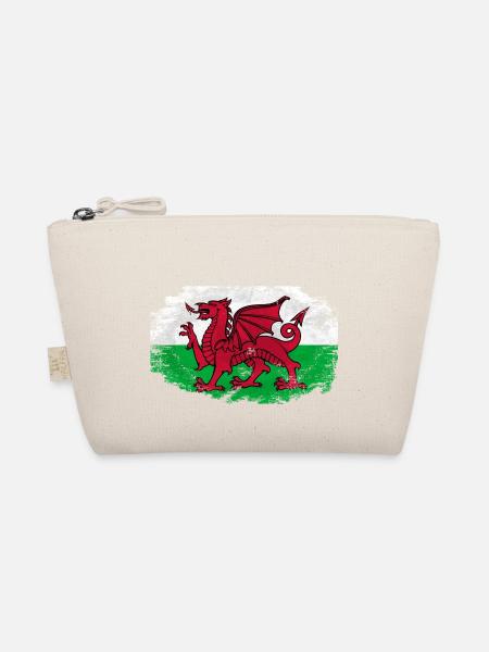 Wales Flag - Vintage Look - Bio-Täschchen - Natur