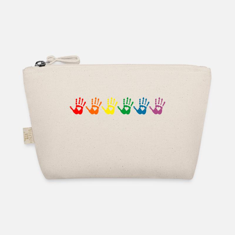 Lgbt Handabdrücke mit Herz, Regenbogen Pride Bio-Täschchen