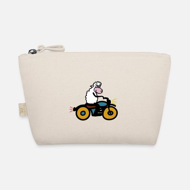 Cuddly sheep on motorcycle Organic Pouch