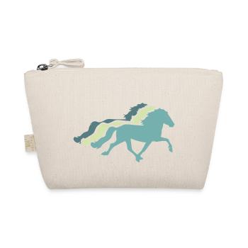 Racing pass Icelandic horse herd turquoise - Organic Pouch - nature - Front