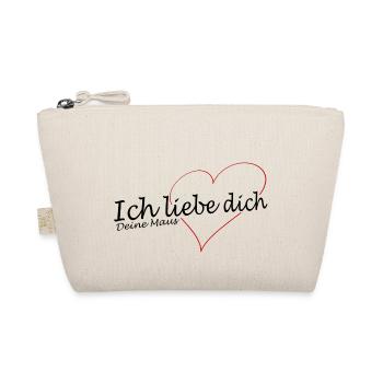 Ich liebe dich mit Herz und Kosename Maus - Bio-Täschchen - Natur - Vorne