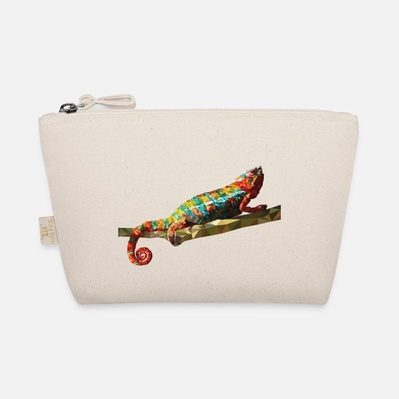 Chameleon Polygondesign Reptil Geschenkidee - Bio-Täschchen - Natur
