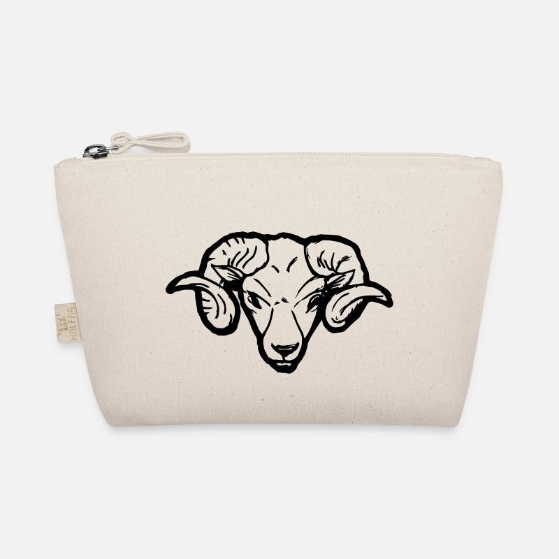 Widderkopf Outline Lustig Schaf Hörner Geschenk - Bio-Täschchen - Natur