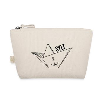 Papierschiff mit Anker Meer Urlaub Spruch Sylt - Bio-Täschchen - Natur - Vorne