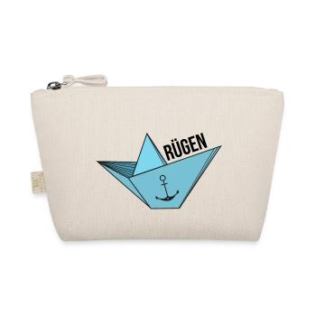 Paper ship with anchor sea vacation saying Rügen - Organic Pouch - nature - Front