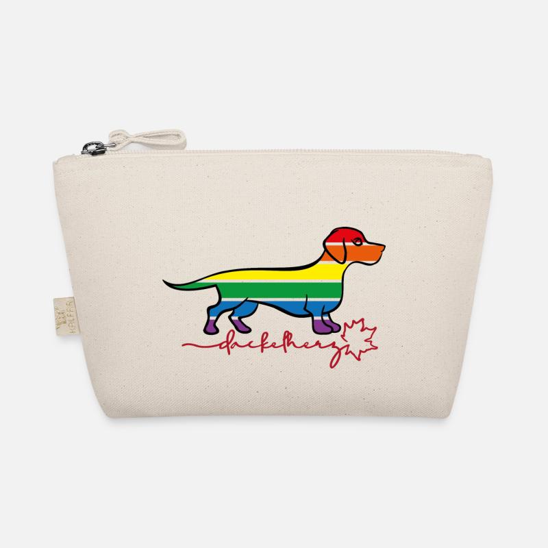 Dackelherz REGENBOGENFARBEN mit schwarzer Outline Bio-Täschchen