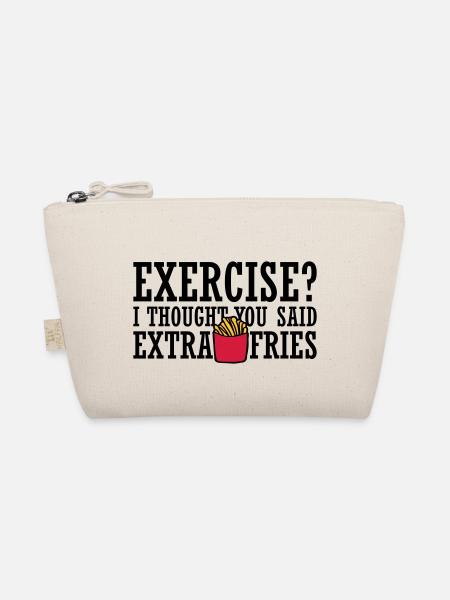 Exercise Extra Fries Quote - Organic Pouch - nature - Front