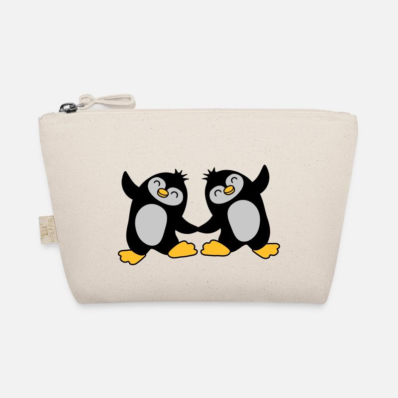 2 süße Pinguine tanzen - Bio-Täschchen - Natur
