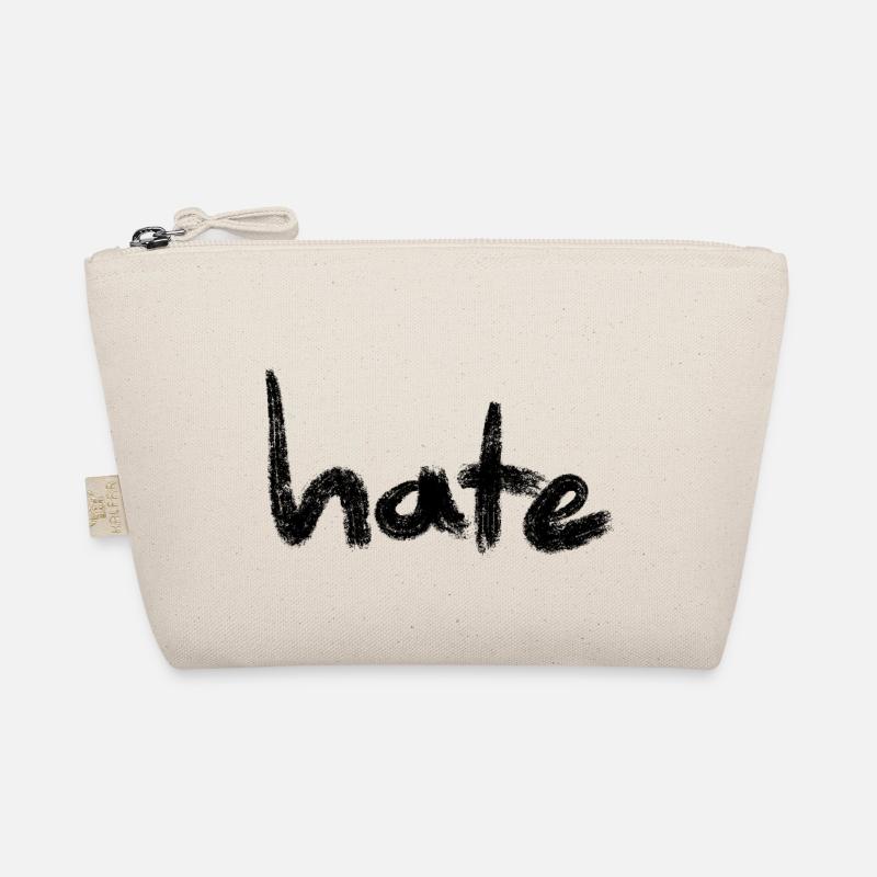 Hate Text Black - Organic Pouch - nature