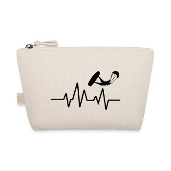 Kitesurfen Herzschlag Kiteboarding Kite Heartbeat - Bio-Täschchen - Natur - Vorne