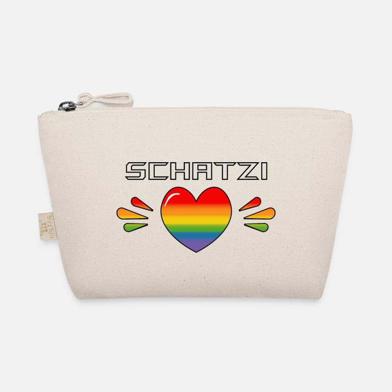 Rainbow Sparkling heart SCHATZI SHIRT - Bio-Täschchen - Natur
