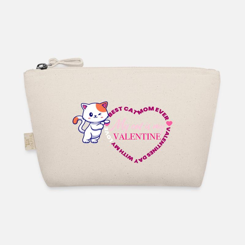 Valentinstag-Katze - Bio-Täschchen - Natur