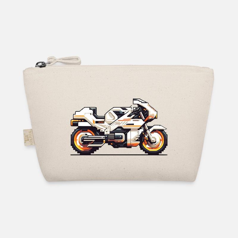 8 bit motorcycle racing machine as vector graphics Organic Pouch
