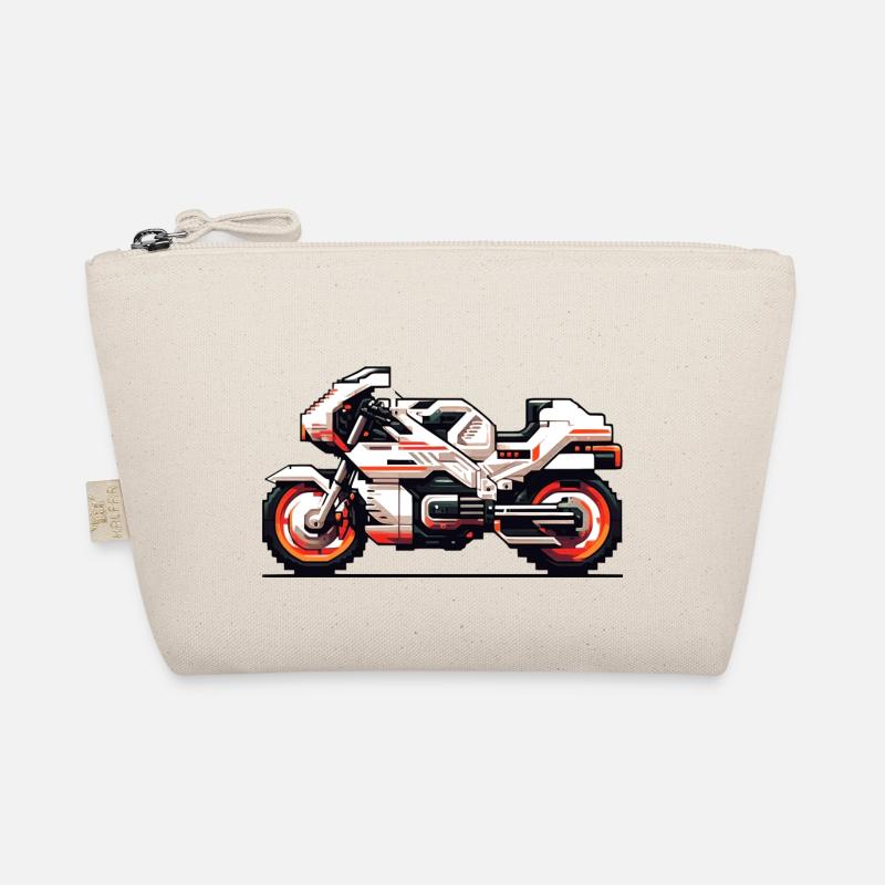 Motorrad Rennmaschine als 8 Bit Vector Bio-Täschchen
